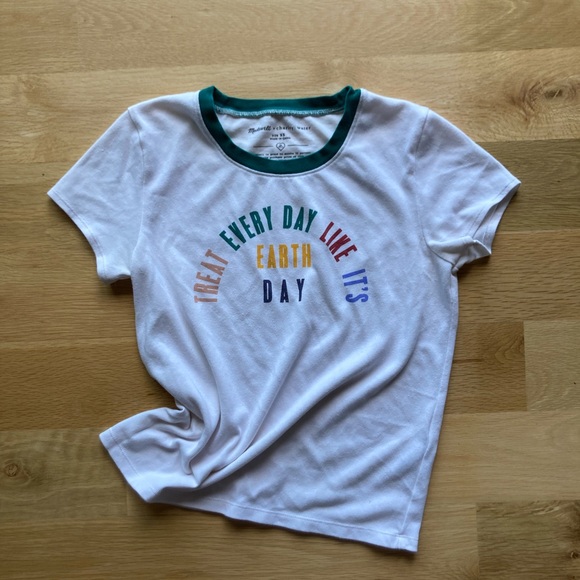 Madewell Retro Ringer Earth Day Tee XS EUC Cream & Green - Picture 7 of 7